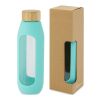 Bouteille Tidan de 600 ml en verre borosilicate avec grip en silicone Standard | Vert marée | sans marquage | non disponible | non disponible