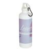 Bouteille d’eau Oregon de 750&nbsp;ml en plastique recyclé uni certifié RCS avec mousqueton Standard | Blanc | sans marquage | non disponible | non disponible
