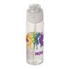 Bouteille d'eau Theron de 700 ml en plastique recyclé RCS, avec bouchon double fonction et paille rabattable blanc