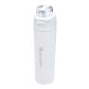 Bouteille d'eau Theron 800 ml en acier inoxydable à simple paroi recyclé RCS, avec bouchon à double fonction et paille rabatt blanc