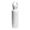 Gourde isotherme en acier inoxydable Hydro Flask à goulot standard, 621 ml, avec bouchon à paille Blanc