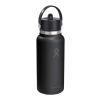 Gourde isotherme en acier inoxydable Hydro Flask à large goulot, d'une contenance de 946 ml, avec bouchon à paille Blanc