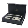 Coffret Parker IM Essentials comprenant un stylo roller et un stylo à bille - argenté noir