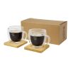 Tasse Manti 2 pièces en verre à double paroi de 250 ml avec sous-verre en bambou Standard | Translucide-Naturel | sans marquage | non disponible | non disponible