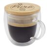 Tasse en verre Lenora de 250 ml avec couvercle en bambou Standard | Blanc | sans marquage | non disponible | non disponible