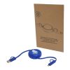 Câble rétractable 5 en 1 Alasia de 100&nbsp;cm en plastique recyclé et aluminium pour la synchronisation des données et la charge rapide de 45&nbsp;W Standard | Bleu royal | sans marquage | non disponible | non disponible