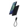 Batterie externe magnétique SMART de 5 000 mAh en plastique recyclé avec cordon noir