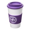 Gobelet isolant Americano® 350 ml avec bandeau antidérapant Blanc-Violet | sans marquage | non disponible | non disponible