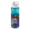 Bouteille H2O Tempo® de sport avec paille - 650 ml Bleu aqua-Translucide | sans marquage | non disponible | non disponible