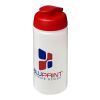 Bouteille Baseline® Plus de sport avec couvercle à clapet - 500 ml Blanc-Rouge | sans marquage | non disponible | non disponible