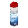 Bouteille H2O Eco de sport avec couvercle à clapet - 650 ml Translucide-Rouge | sans marquage | non disponible | non disponible
