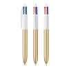 BIC® 4 Couleurs Glacé Blanc-or | Sérigraphie 1 couleur | Corps-centré clip | 30.00 mm x 43.00 mm