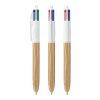 BIC® 4 Colours Wood Style Blanc-beige | Sérigraphie 1 couleur | Partie haute-derrière le clip | 22.00 mm x 10.00 mm