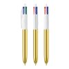 BIC® 4 Couleurs Shine bille Blanc-or | Sérigraphie 1 couleur | Corps-à la droite du clip | 30.00 mm x 43.00 mm