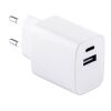 WEGENER. Adaptateur secteur avec port USB-A 18W et USB-C 20W en ABS recyclé (100 % rABS) Blanc | sans marquage