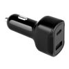 DIRAC. Adaptateur allume-cigare avec port USB-A 18W et USB-C 20W en 100% rABS Noir | sans marquage