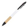 Stylo 3 couleurs avec grip en bambou Blanc | sans marquage | non disponible | non disponible | non disponible