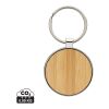 Porte-clés rond en alliage de zinc RCS et bambou argent-marron | sans marquage | non disponible | non disponible