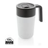 Tasse en acier inoxydable et PP recyclé GRS avec poignée blanc | sans marquage | non disponible | non disponible