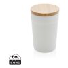 Mug 300ml en PP recyclé GRS avec couvercle en bambou FSC® blanc | sans marquage | non disponible | non disponible