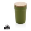 Mug 300ml en PP recyclé GRS avec couvercle en bambou FSC® vert | sans marquage | non disponible | non disponible
