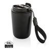 Mug iso en acier inoxydable recyclé RCS avec lanière Cuppa noir | sans marquage | non disponible | non disponible
