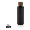 Bouteille iso en acier inoxydable recyclé certifiée RCS Wood noir | sans marquage | non disponible | non disponible