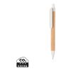 Stylo à bille écoresponsable-recyclé en fibre de paille et liège blanc | sans marquage | non disponible | non disponible