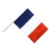 Drapeau de la France classique avec bâton en bois multicolore | sans marquge