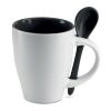 Mug avec petite cuillère noir | sans marquage | non disponible | non disponible