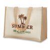 Sac shopping en jute et toile beige