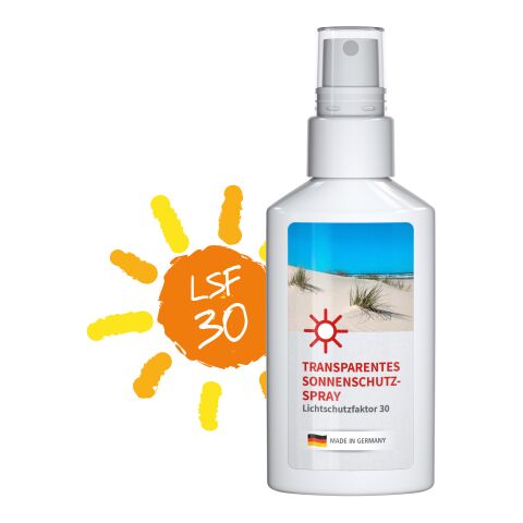 Spray de 50 ml blanche - Sun Spray transp. LSF 30 - Body Label blanc | Étiquette Body Label brillante