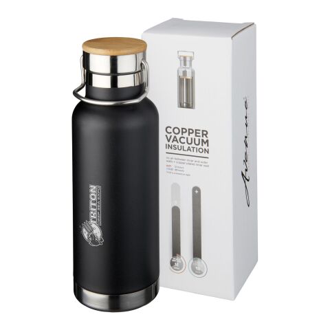 Bouteille isotherme avec bouchon en bois - 480 ml Standard | Noir | sans marquage | non disponible | non disponible