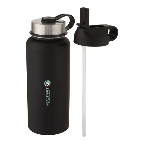 Bouteille de sport isotherme Supra 1 l avec couche de cuivre et 2 couvercles Standard | Noir | sans marquage | non disponible | non disponible