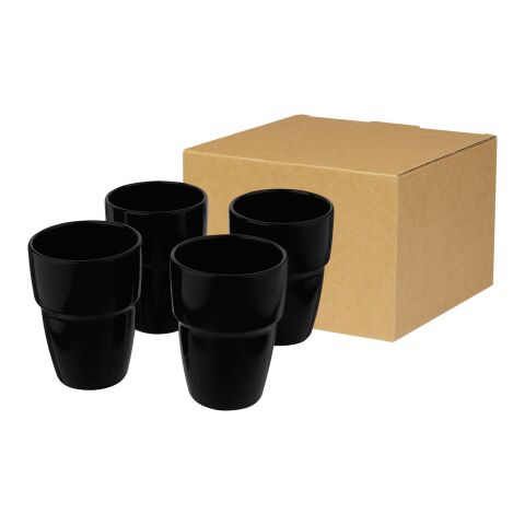 Coffret cadeau Staki de 4 mugs empilables 280 ml Standard | Noir bronze | sans marquage | non disponible | non disponible