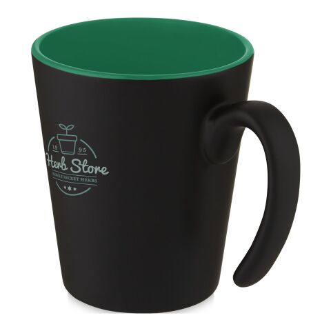 Mug en céramique Oli 360 ml avec anse Standard | Vert-Noir bronze | sans marquage | non disponible | non disponible