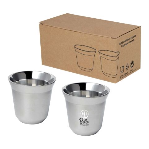 Ensemble de tasses à espresso en acier inoxydable Duo de 80 ml certifié RCS Standard | Argent | sans marquage | non disponible | non disponible