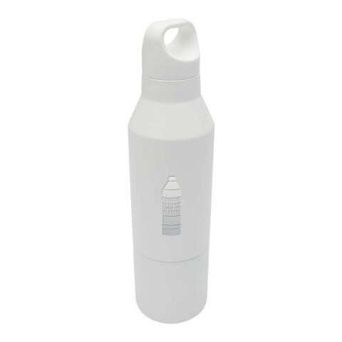 Bouteille isotherme Odessy de 600 ml en acier inoxydable recyclé RCS avec gobelet de 300 ml Standard | Blanc | sans marquage | non disponible | non disponible