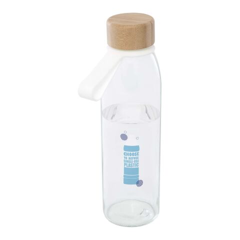 Bouteille d&#039;eau en verre Porto de 500 ml avec poignée en silicone et couvercle en bambou Standard | Blanc | sans marquage | non disponible | non disponible