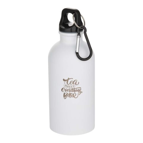 Bouteille d’eau Oregon de 400 ml à simple paroi, en acier inoxydable recyclé certifié RCS avec mousqueton Standard | blanc | sans marquage | non disponible | non disponible
