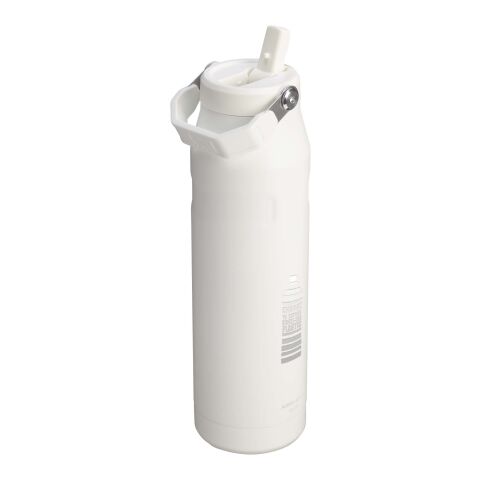 Bouteille d&#039;eau de 1,06 litre avec paille rabattable Stanley IceFlow™ 2.0 Standard | Blanc givré | Tampographie 1 couleur | Verso | 30 mm x 70 mm