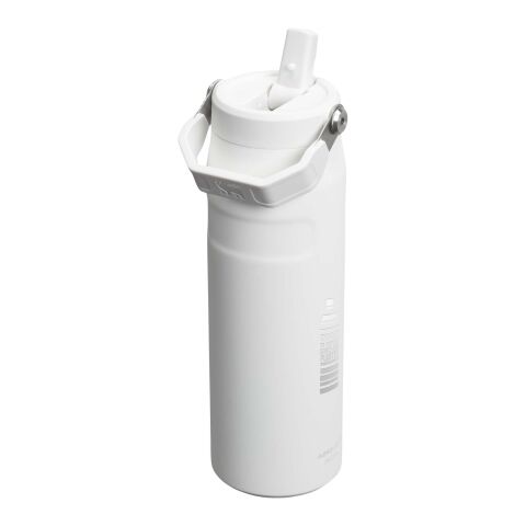 Bouteille d&#039;eau de 700 ml avec paille rabattable Stanley IceFlow™ 2.0 Standard | Blanc givré | Tampographie 1 couleur | Verso | 30 mm x 70 mm