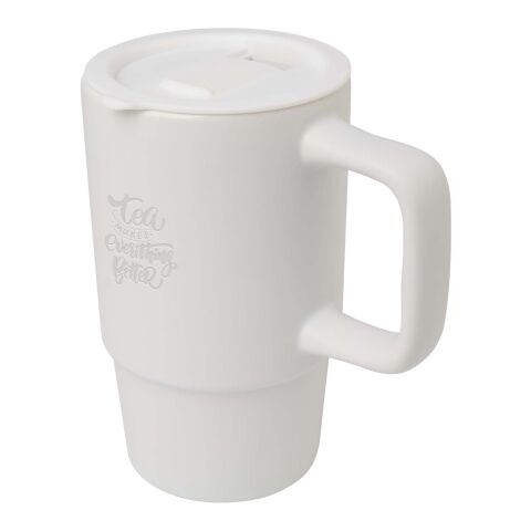 Mug Carter en céramique de 450 ml avec couvercle en plastique Standard | blanc | sans marquage | non disponible | non disponible