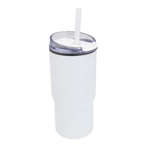 Gobelet isotherme à double paroi Westin 540 ml en RCS recyclé, avec paille blanc