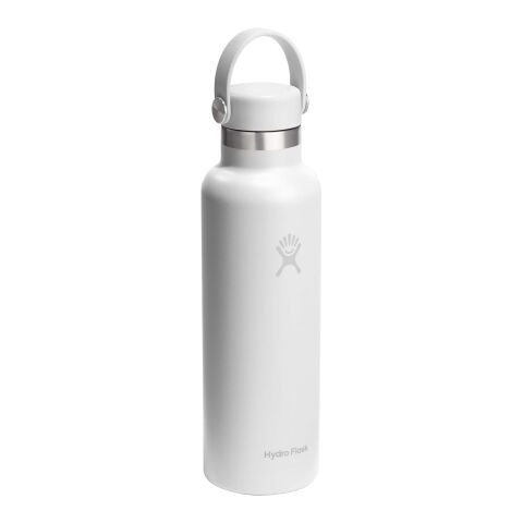 Gourde isotherme en acier inoxydable Hydro Flask à goulot standard, 621 ml, avec bouchon à paille Blanc