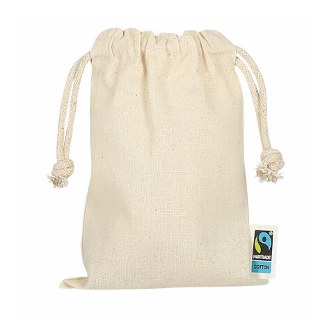 Sac à cordon en coton -Fairtrade 14 × 10 cm beige | sans marquage | sans marquage