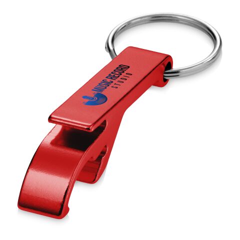 Ouvre-bouteille et canette Tao en aluminium recyclé certifié RCS avec porte-clés Standard | Rouge | sans marquage | non disponible | non disponible