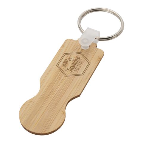 Porte-clés Ronan en bambou avec jeton pour chariot Standard | Naturel | sans marquage | non disponible | non disponible