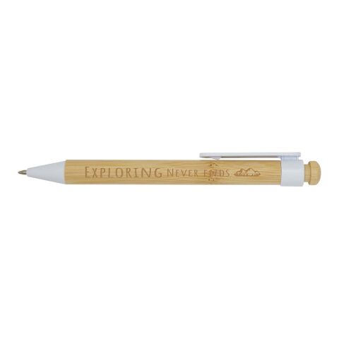 Stylo bille Rattan en bambou et plastique recyclé Standard | Blanc | sans marquage | non disponible | non disponible