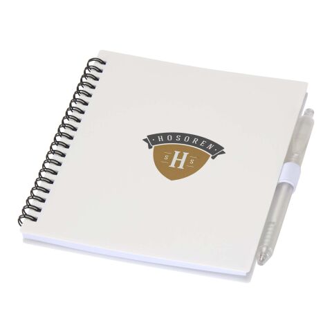Ensemble carnet à couverture souple en plastique recyclé et stylo bille (encre bleue) Niove Standard | blanc | sans marquage | non disponible | non disponible